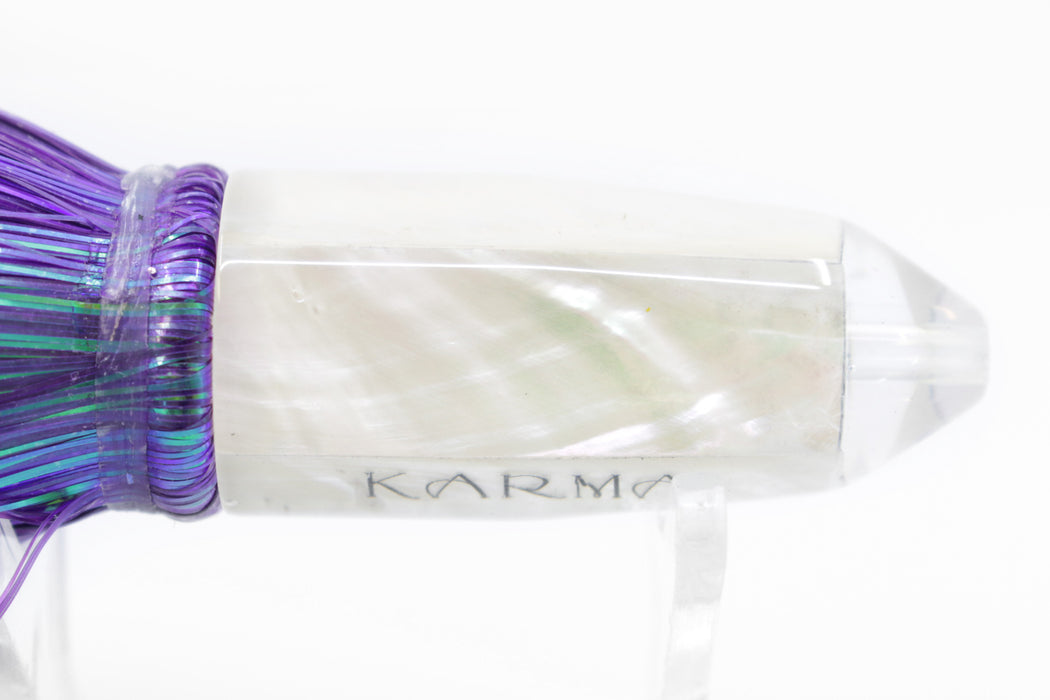 Koya Lures White MOP Karma Bullet 7" 3.3oz Strobez Flashabou Purple-White