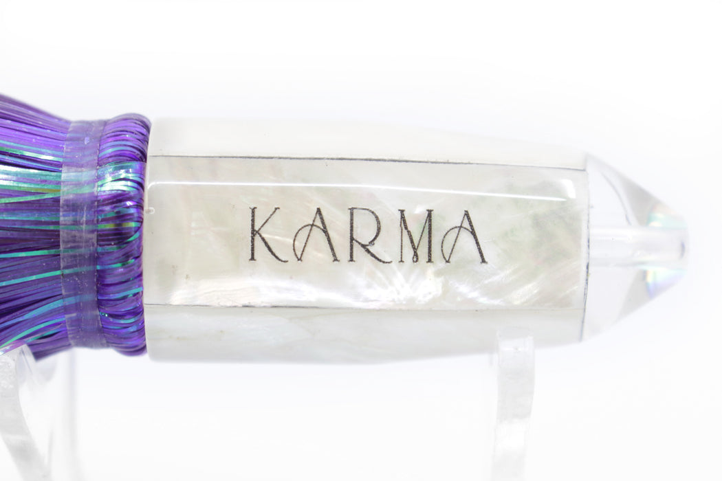 Koya Lures White MOP Karma Bullet 7" 3.3oz Strobez Flashabou Purple-White