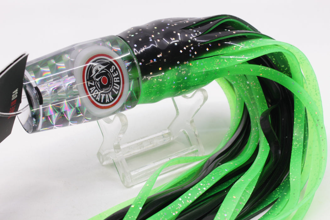 Zacatak Lures Silver Rainbow Medium Sprocket 9" 4.5oz Skirted Green Lantern