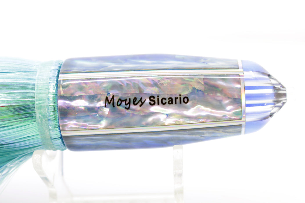 Moyes Lures Rainbow MOP Blue Back 4-Hole Medium Sicario Bullet 10" 7.1oz Strobez