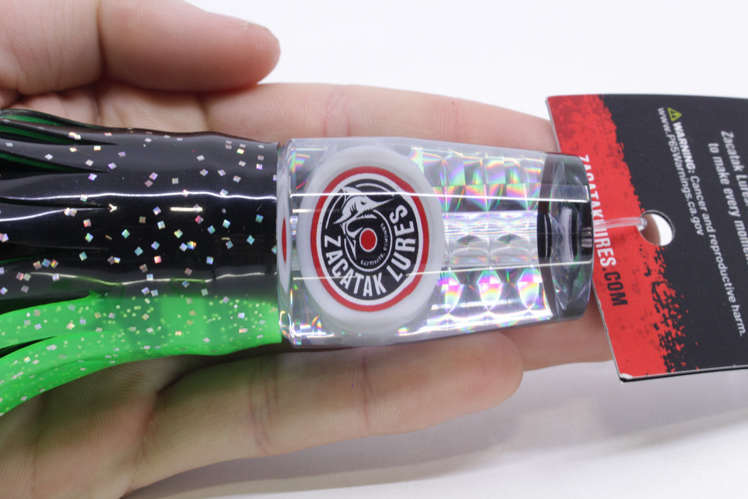 Zacatak Lures Silver Rainbow Medium Sprocket 9" 4.5oz Skirted Green Lantern