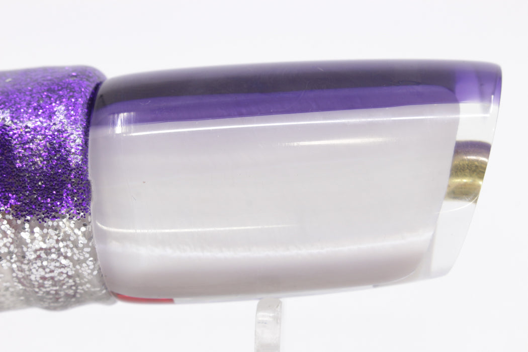 Crampton Baits Real White MOP Purple Back Mini HoG 9" 4oz Skirted Purple-Silver