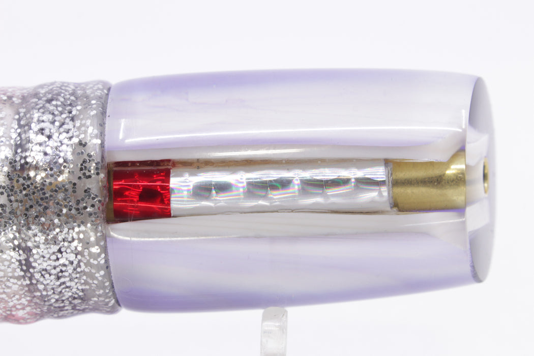 Crampton Baits Real White MOP Purple Back Mini HoG 9" 4oz Skirted Purple-Silver