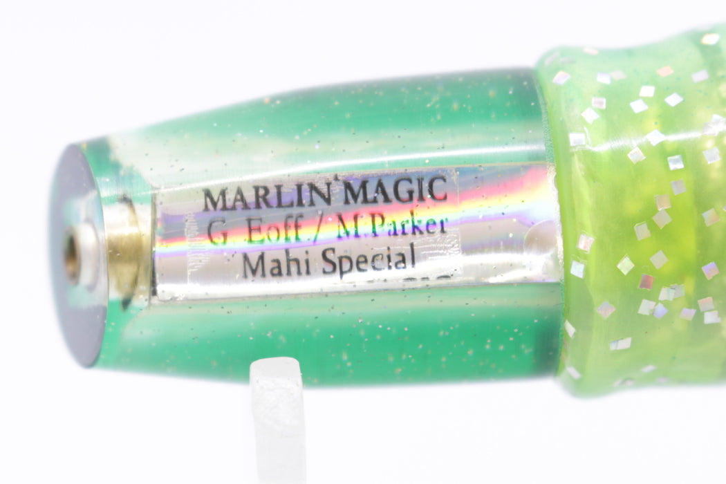 Marlin Magic White Awabi Green Back Mahi Special 5.5" 2.1oz Skirted Blue Stripes