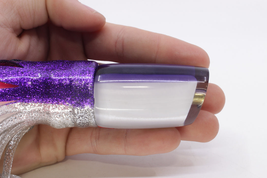 Crampton Baits Real White MOP Purple Back Mini HoG 9" 4oz Skirted Purple-Silver