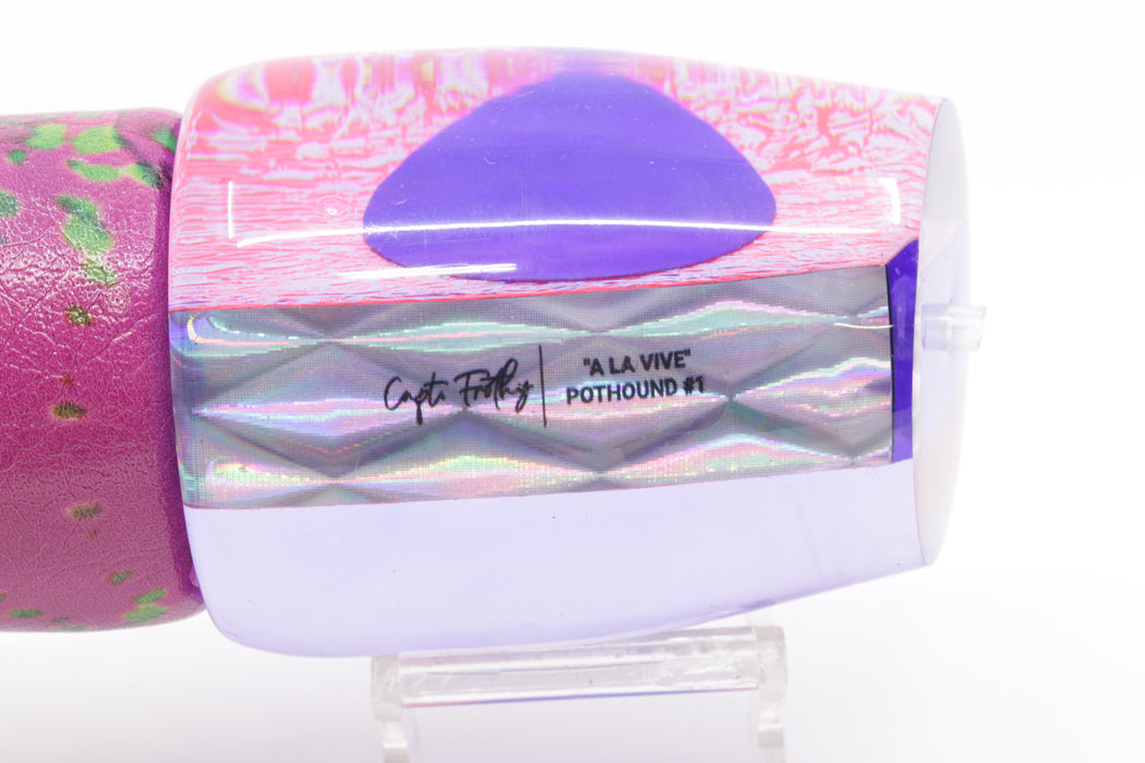 A La Vive Lures Pink-Orange Oil Slick Blue Eyes XL Pothound 16" 15.7oz ALV Pink Mahi