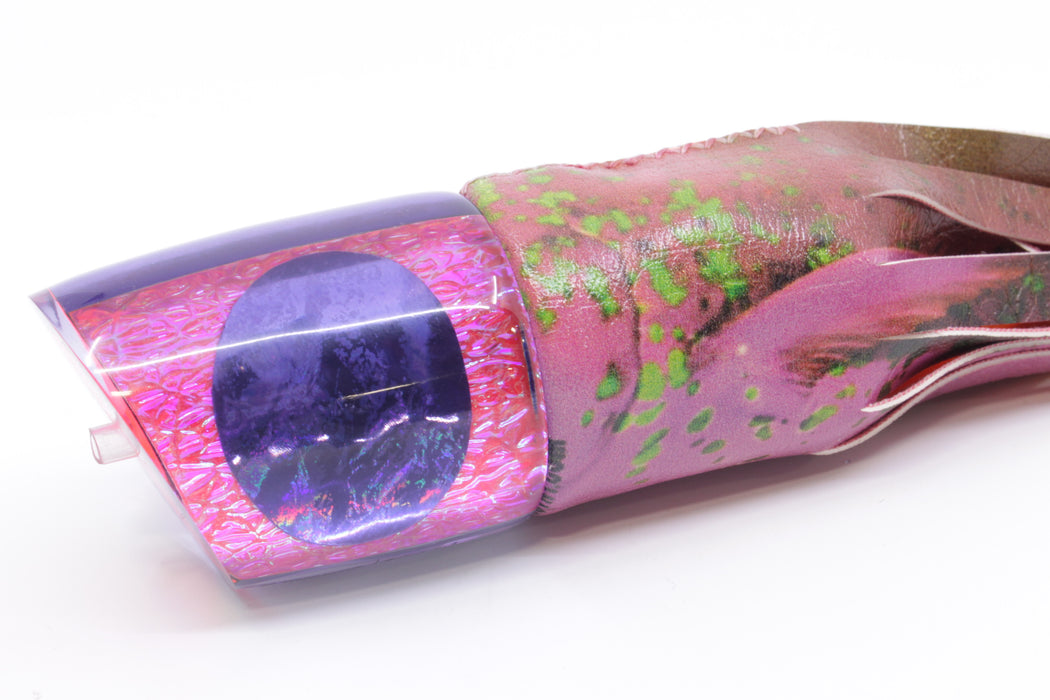 A La Vive Lures Pink Oil Slick Purple Eyes Large Bacchanal 14" 8.7oz ALV Mahi