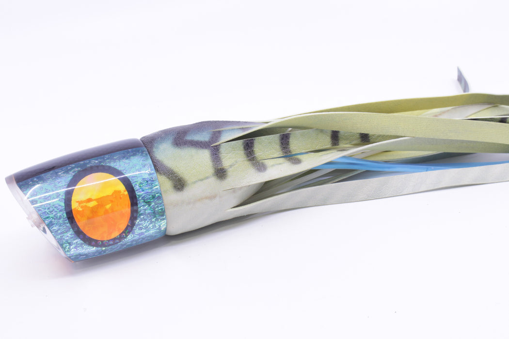 A La Vive Lures Blue Oil Slick Orange Eyes Large Bacchanal 14" 8.7oz ALV Mackerel