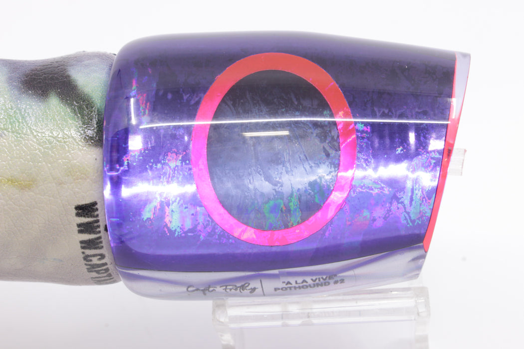 A La Vive Lures Purple Rainbow Black-Pink Eyes Large Pothound 14" 10.5oz ALV Mackerel