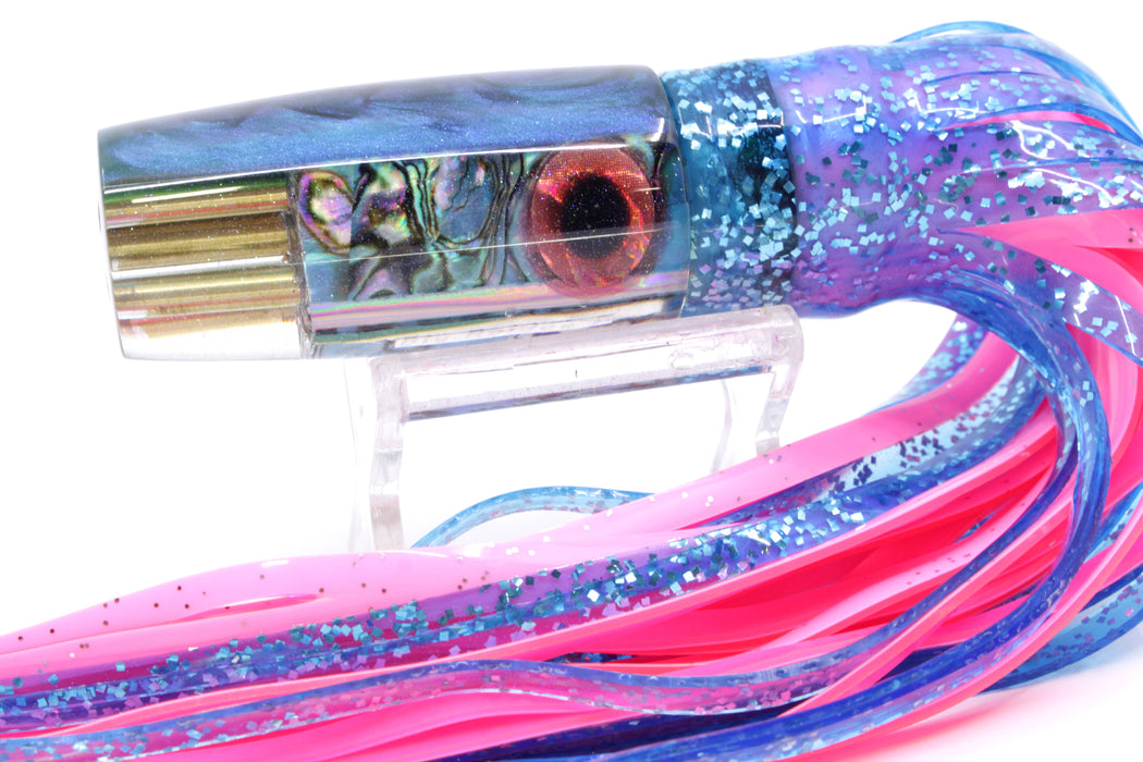 Big Reidee Lures Blue Bubble Gum Paua Shell Blue Back 4-Hole Pusher 9" 6.6oz Skirted