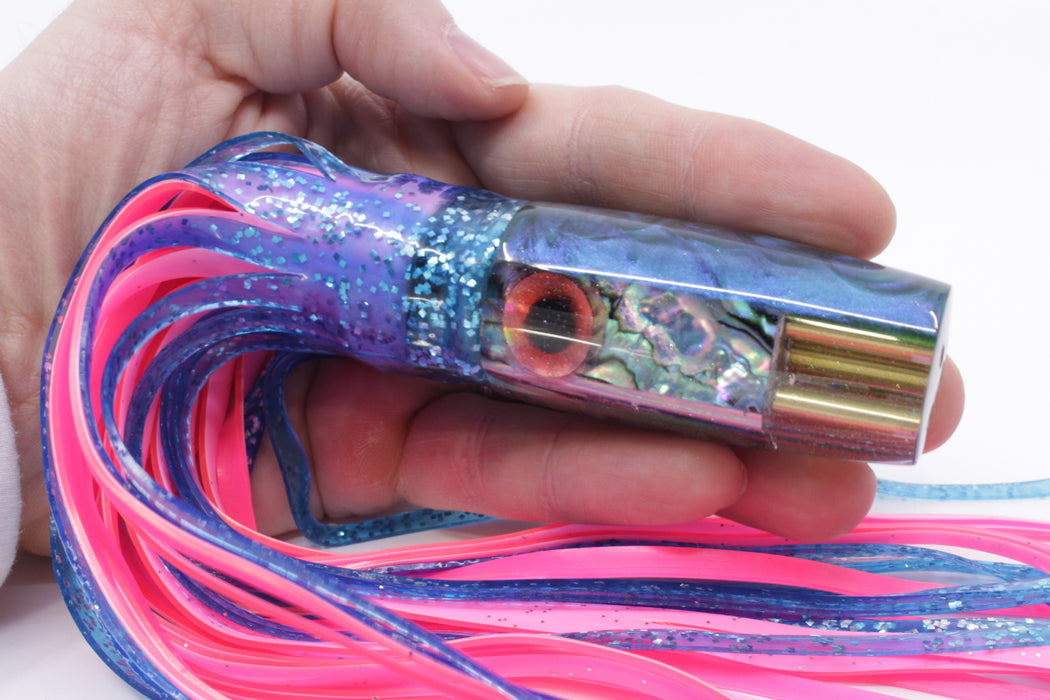 Big Reidee Lures Blue Bubble Gum Paua Shell Blue Back 4-Hole Pusher 9" 6.6oz Skirted