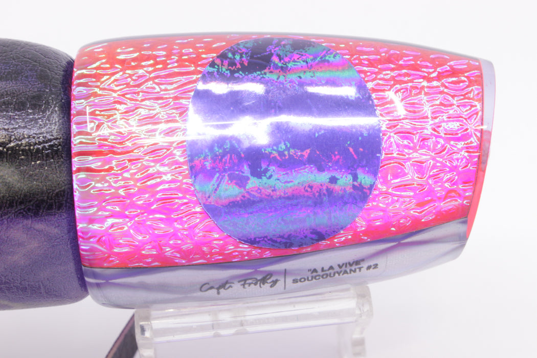 A La Vive Lures Pink Oil Slick Purple Eyes Large Soucouyant 14" 9.7oz ALV Skipjack