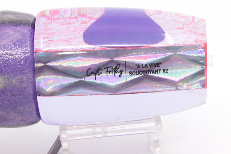 A La Vive Lures Pink Oil Slick Purple Eyes Large Soucouyant 14" 9.7oz ALV Skipjack