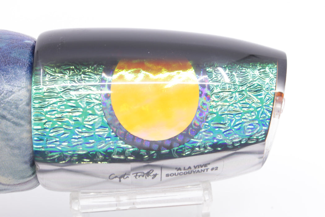 A La Vive Lures Green-Blue Oil Slick Black Back Large Soucouyant 14" 9.7oz ALV Wahoo