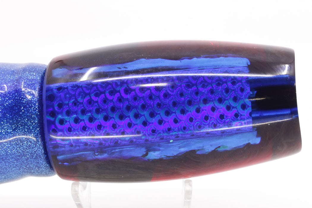 Coggin Lures Ice Rainbow Dichro Blue-Red Back Tado Mauna Kea Scoop 14" 16oz Skirted