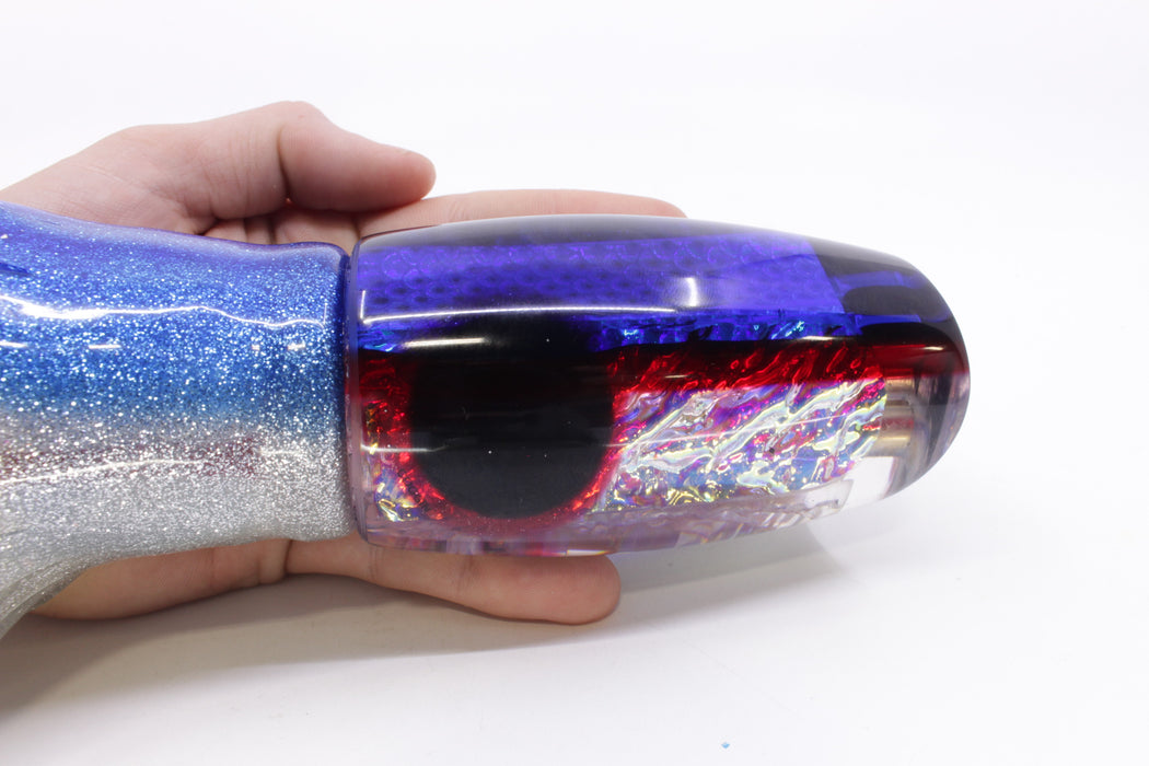 Coggin Lures Ice Rainbow Dichro Blue-Red Back Tado Mauna Kea Scoop 14" 16oz Skirted