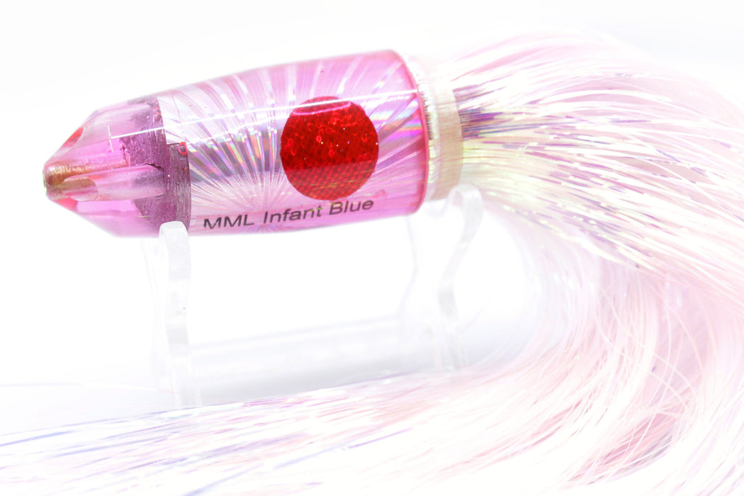 Marlin Magic Lures Pink Starburst Red Eye Infant Blue Jet 7" 5oz Flashabou Pink-White