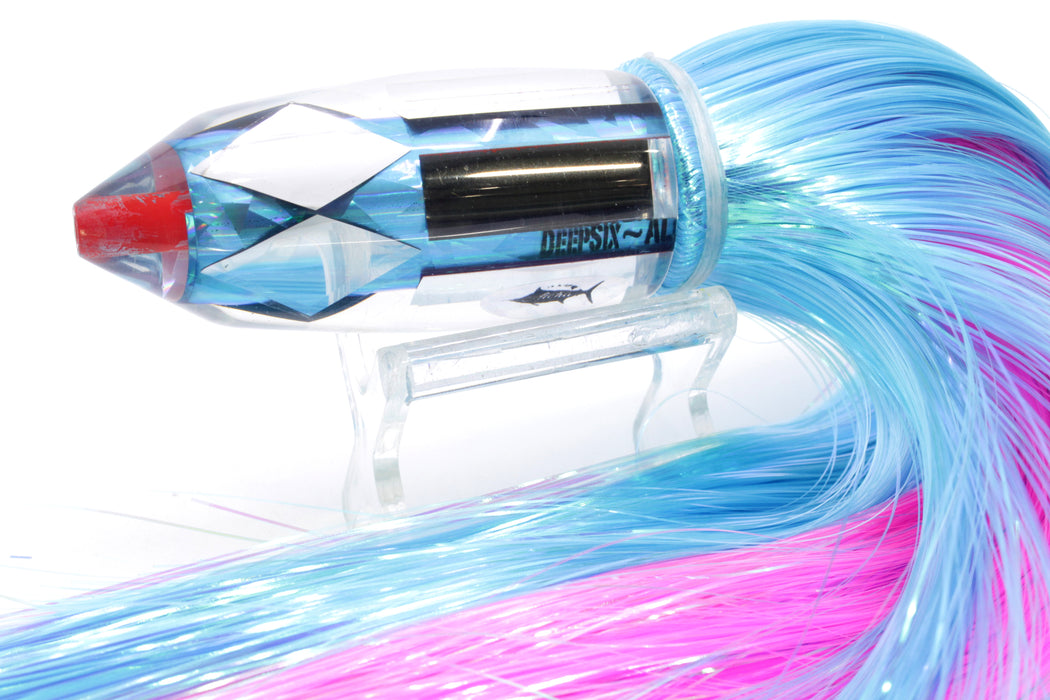 Aloha Lures Mirrored Ice Blue Rainbow Deep Six 9" 6oz Strobez Ice Blue/Pink