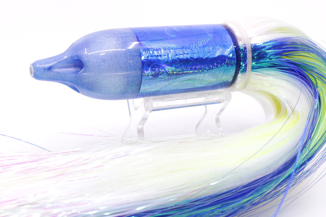 Jackpot Lures Blue Pearl Rainbow 4-Hole Big Blue 12" 14oz Strobez White-Blue Stripes