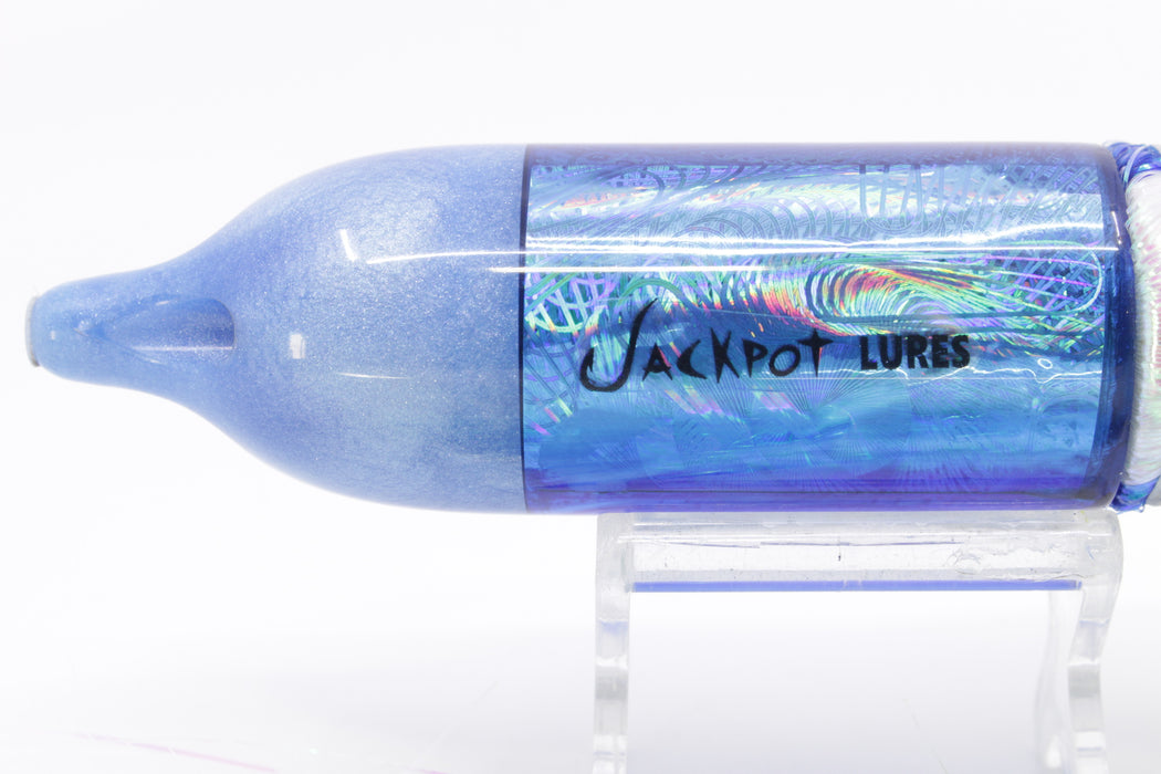 Jackpot Lures Blue Pearl Rainbow 4-Hole Big Blue 12" 14oz Strobez White-Blue Stripes