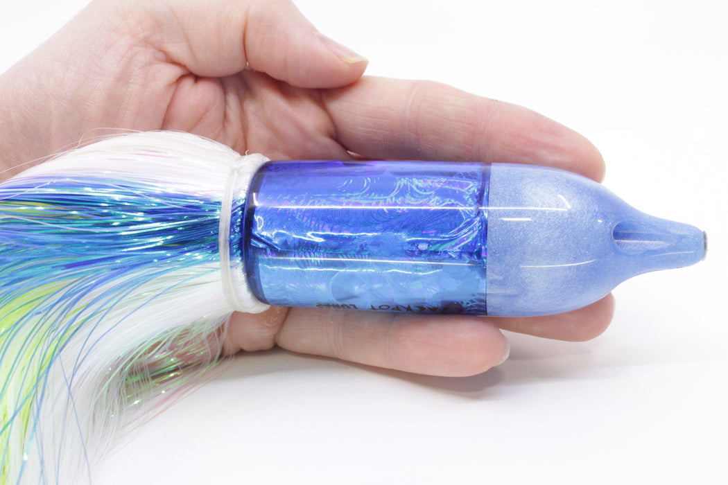 Jackpot Lures Blue Pearl Rainbow 4-Hole Big Blue 12" 14oz Strobez White-Blue Stripes