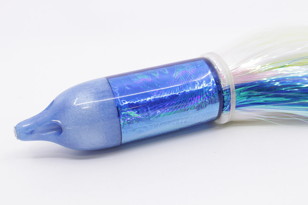Jackpot Lures Blue Pearl Rainbow 4-Hole Big Blue 12" 14oz Strobez White-Blue Stripes