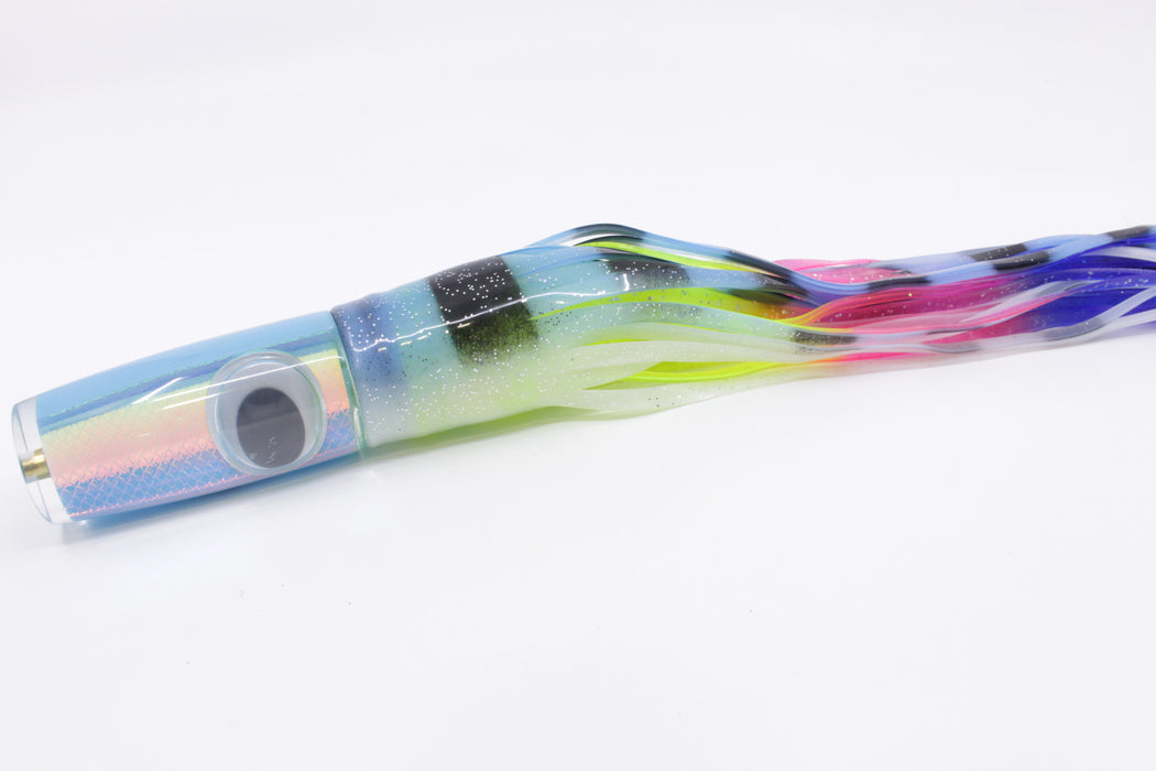 Koya Lures Ice Rainbow Scale Doll Eyes Hard Head 12" 9oz Skirted Blue-Black/Rainbow