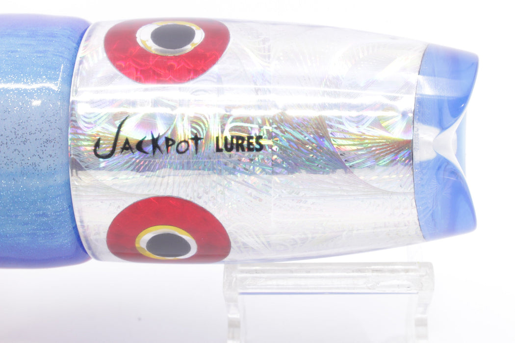 Jackpot Lures Silver Rainbow Blue Back Cameltoe 14" 10.6oz Fire Tailz Vinyl Blue Dream EZ-K