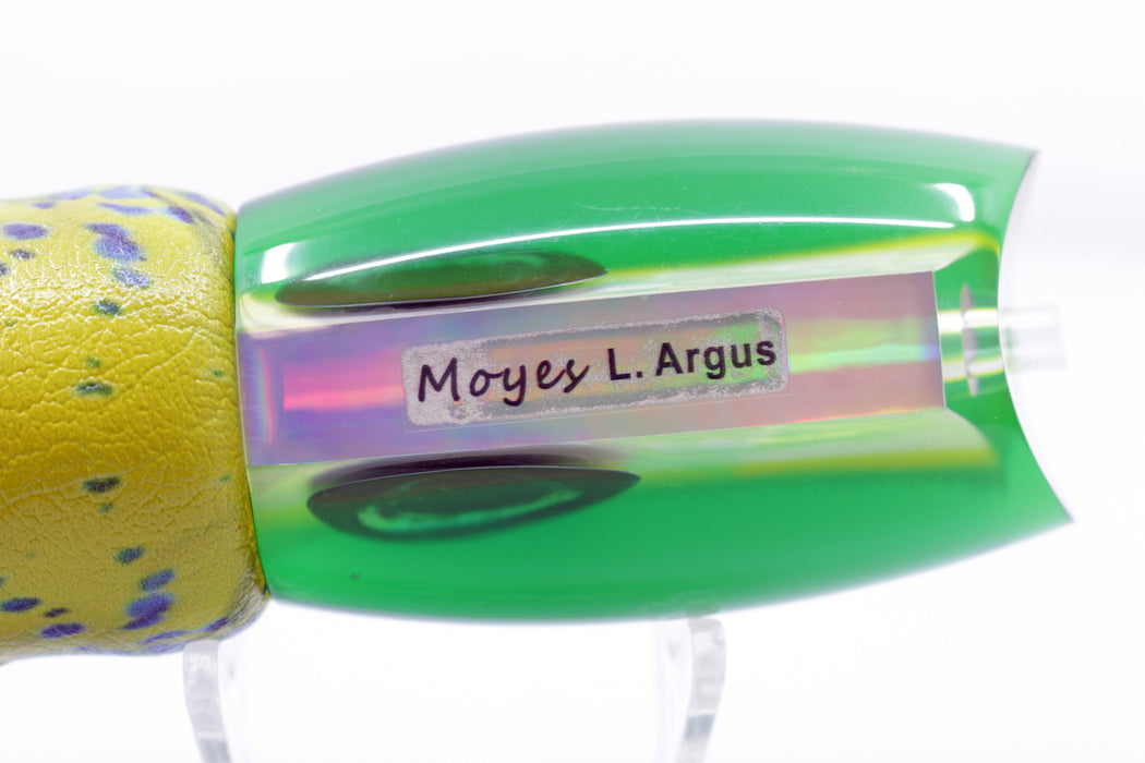 Moyes Lures White MOP Green-Yellow Back Large Argus 14" 7.6oz ALV Mahi