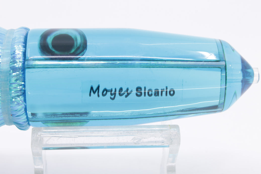Moyes Lures Ice Blue Mirrored 4-Hole Medium Sicario Bullet 10" 7.1oz Strobez Ice Blue
