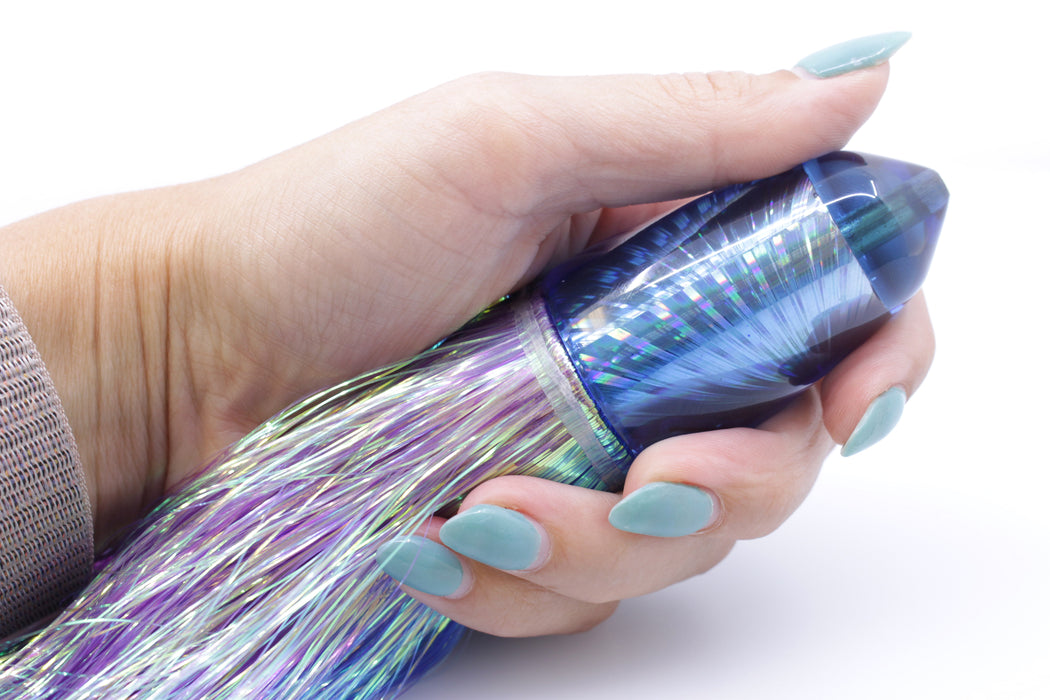 Koya Lures Blue Rainbow Starburst Clean Sweep Bullet 10" 9oz Flashabou Purple-Blue