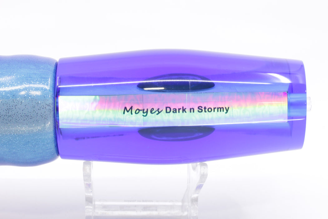 Moyes Lures Ice Blue MOP Blue Back Large Dark-N-Stormy 14" 10.5oz Fire Tailz Vinyl