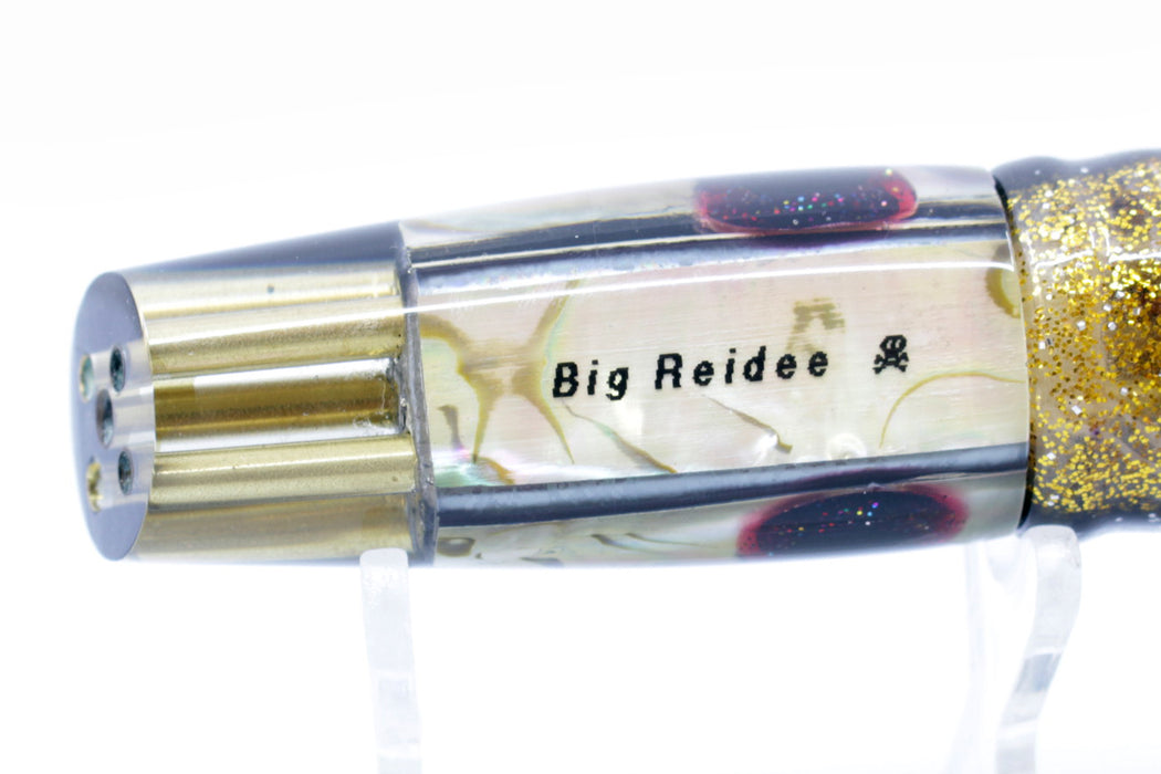 Big Reidee White Abalone Black Glitter Storm Back 4-Hole Cut Face 9" 5.5oz Skirted