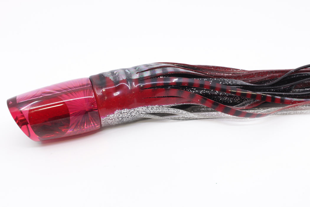 Koya Lures Red Rainbow Starburst Red Eyes Small Poi Dog 10" 6.5oz Skirted Red Aurora