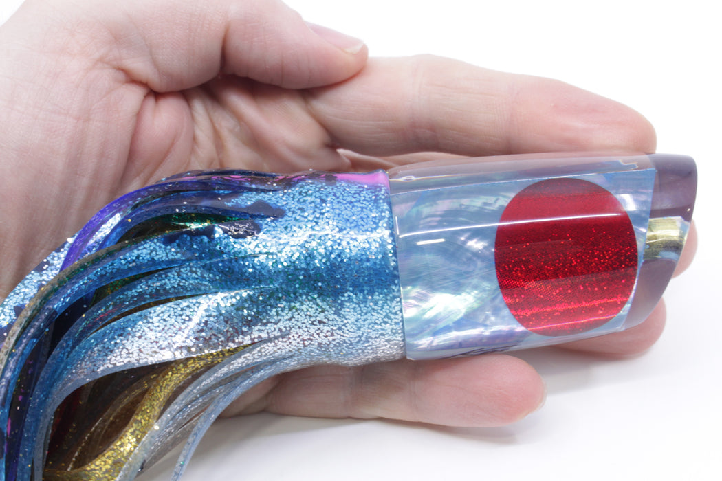 Koya Lures Ice Blue MOP Red Eyes Small Poi Dog 10" 6.5oz Skirted Blue-Silver/Evil