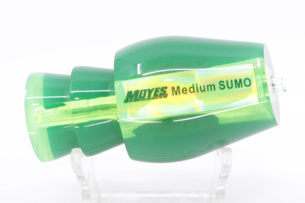 Moyes Lures Lime Green MOP Black Back Taxi Eyes Medium Sumo 12" 3.7oz