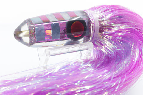Ganku Lures Purple Rainbow-Tahitian MOP Zebra Long Bullet 9" 7.5oz Flashabou #3