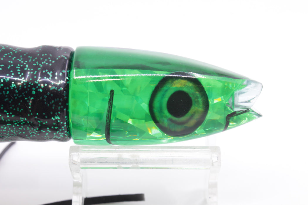 Aloha Lures Green Rainbow Flake Super Ninja 9" 6oz Skirted Black/Green