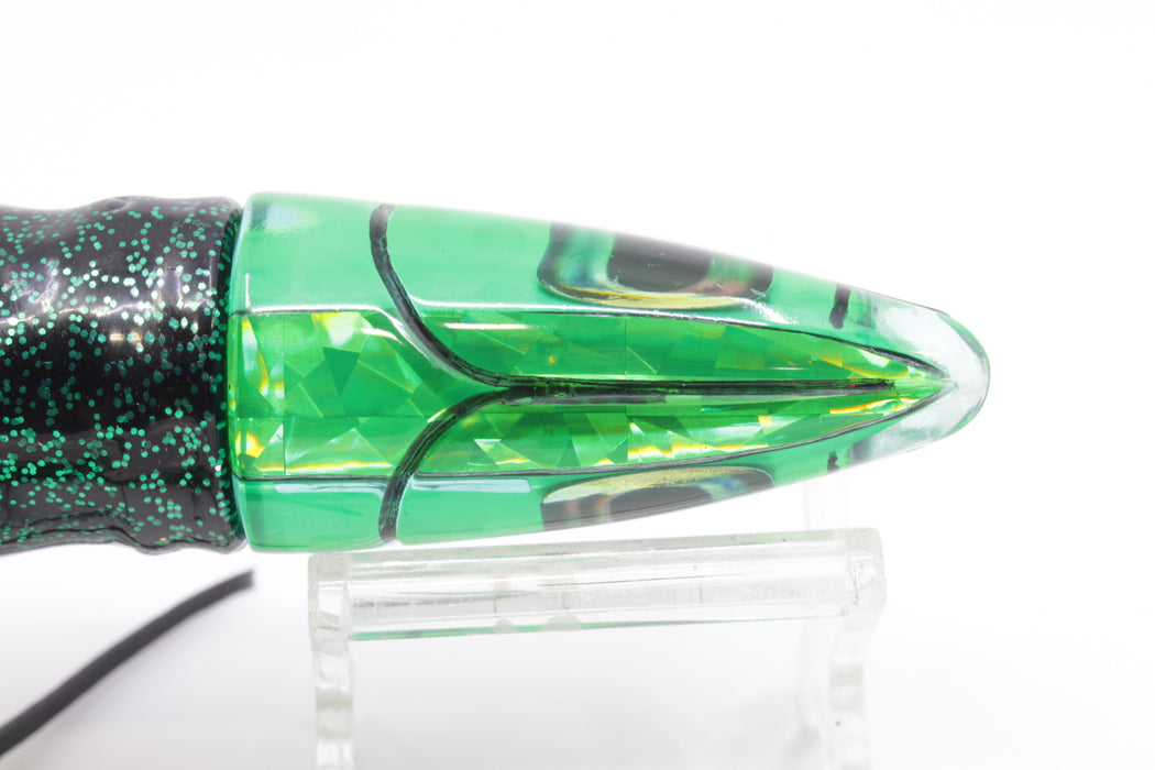 Aloha Lures Green Rainbow Flake Super Ninja 9" 6oz Skirted Black/Green