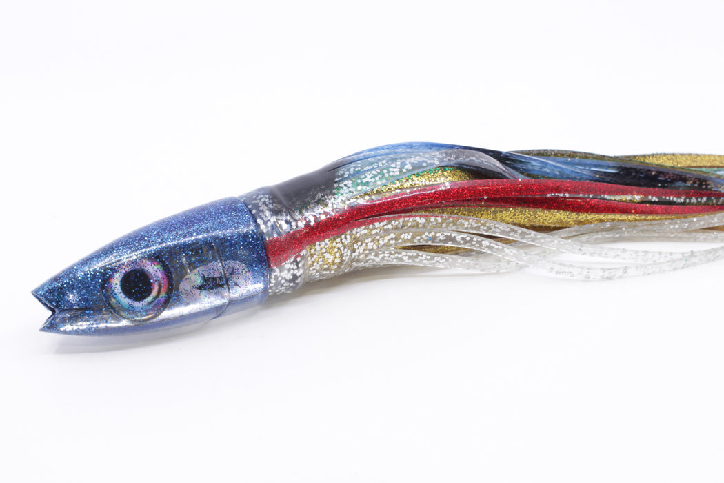 Aloha Lures Mirrored Blue Back Natural Eyes Super Ninja 9" 6oz Skirted Evil