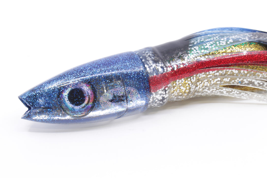 Aloha Lures Mirrored Blue Back Natural Eyes Super Ninja 9" 6oz Skirted Evil