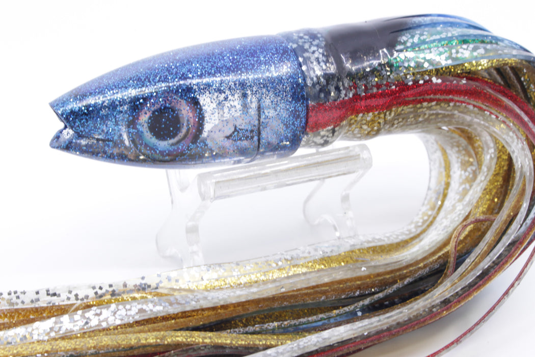 Aloha Lures Mirrored Blue Back Natural Eyes Super Ninja 9" 6oz Skirted Evil