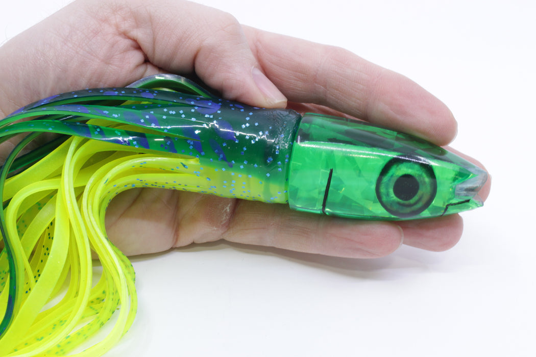 Aloha Lures Green Rainbow Flake Super Ninja 9" 6oz Skirted Mahi