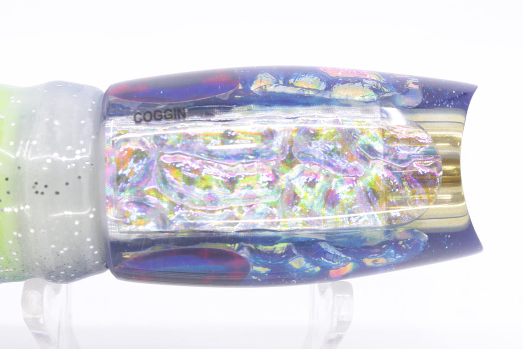 Coggin Lures Ice Rainbow Dichro Blue Back 4-Hole Kilauea Tado Scoop 9" 6oz Skirted