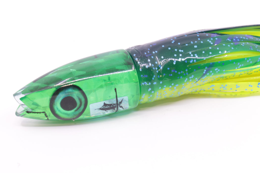 Aloha Lures Green Rainbow Flake Super Ninja 9" 6oz Skirted Mahi