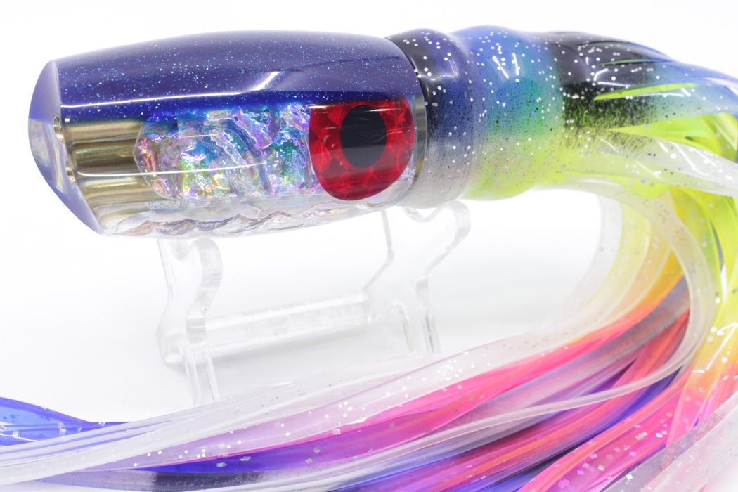 Coggin Lures Ice Rainbow Dichro Blue Back 4-Hole Kilauea Tado Scoop 9" 6oz Skirted