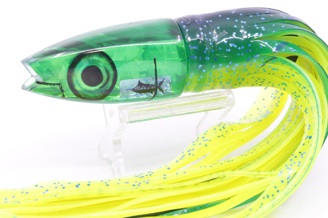 Aloha Lures Green Rainbow Flake Super Ninja 9" 6oz Skirted Mahi