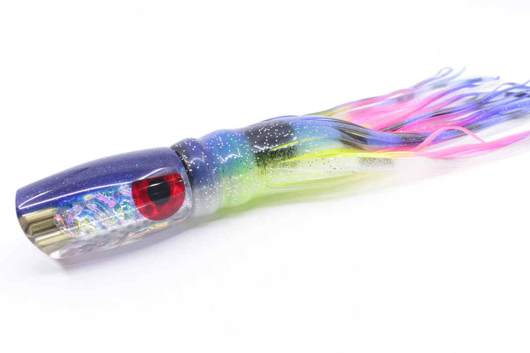 Coggin Lures Ice Rainbow Dichro Blue Back 4-Hole Kilauea Tado Scoop 9" 6oz Skirted