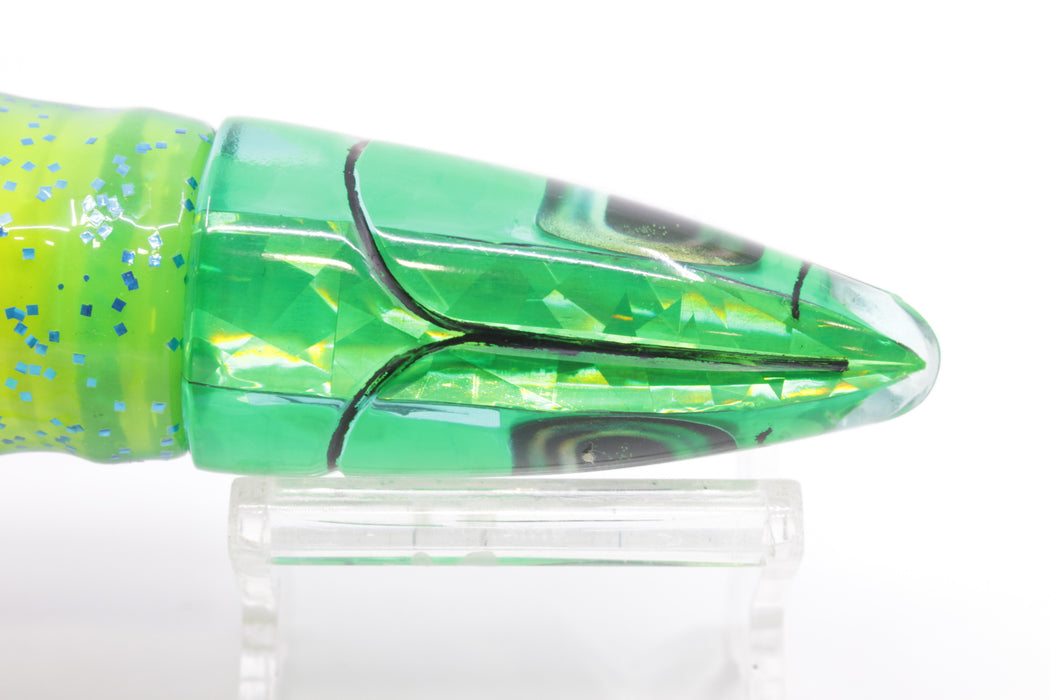 Aloha Lures Green Rainbow Flake Super Ninja 9" 6oz Skirted Mahi