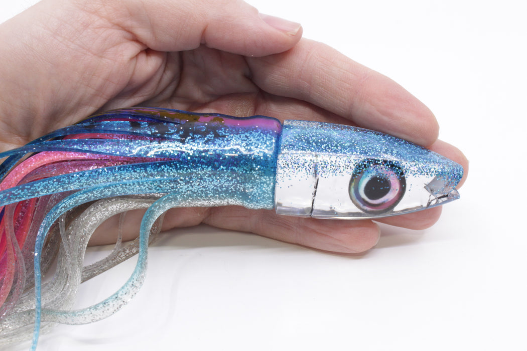 Aloha Lures Mirrored Ice Blue Back Natural Eyes Super Ninja 9" 6oz Skirted Blue-Silver